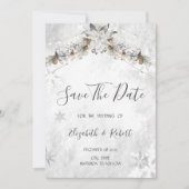 Winter-Blumen-Tannenzapfen Save The Date (Vorderseite)