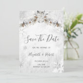 Winter-Blumen-Tannenzapfen Save The Date (Stehend Vorderseite)