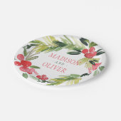 Winter-BlumenAquarell-Kranz Wedding | Pappteller (Schrägansicht)