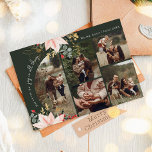 Winter-Blumenarche Freude in allen Dingen fünf Fot Feiertagskarte<br><div class="desc">Diese winterliche, blumengeschmückte 5-Foto-Urlaubskarte besticht durch ein skurriles und elegantes Design mit lebhaften Aquarellbildern von roten und rosa Poinsettien und zartem Wintergarten. Die farbenfrohe Farbpalette der Karte mit ihren rostigen Rose- und Goldakzenten verleiht einer modernen Urlaubssästhetik mit schicken botanischen Elementen wie Pinien, Heiligenbeeren und Winterbeeren eine boho-Touch. Dieses festliche Dezember-Design...</div>