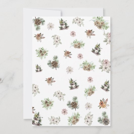 Winter Blumengrün Babydusche Einladung (Rückseite)