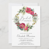 Winter Blumengrün Brautparty Einladung (Vorderseite)