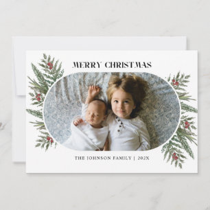 Winter Blumenkiefer und Beeren Fotokarte Dankeskarte