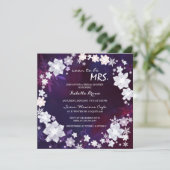 Winter-Blumenkranz Lila Brautparty Einladung (Stehend Vorderseite)