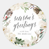 Winter Blumenkraut Jahresfeiertag Runder Aufkleber (Vorderseite)