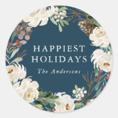 Winter Blumenkraut Personalisierter Urlaub Runder Aufkleber (Vorderseite)