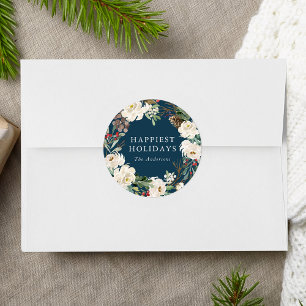 Winter Blumenkraut Personalisierter Urlaub Runder Aufkleber