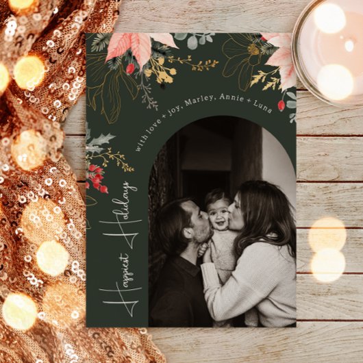 Winter Blumenstrauch Grün schönstes Foto Feiertagskarte