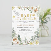 Winter Blumenwald Es ist kalte Außendusche. Einladung (Stehend Vorderseite)