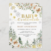 Winter Blumenwald Es ist kalte Außendusche. Einladung (Vorne/Hinten)