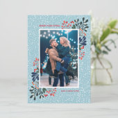 Winter-Blumenweihnachtsfest Foto Feiertagskarte (Stehend Vorderseite)