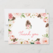 Winter Blush Pink BläsernBaby Dusche Dankeskarte (Vorderseite)