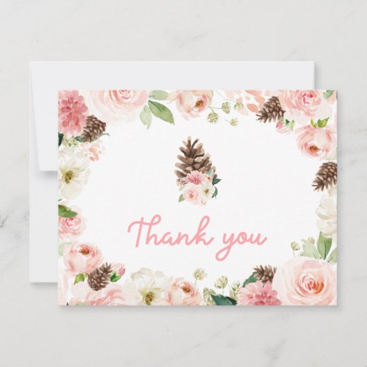 Winter Blush Pink BläsernBaby Dusche Dankeskarte (Vorderseite)