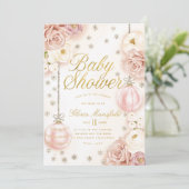 Winter Blush Pink BläsernBaby Dusche Einladung (Stehend Vorderseite)