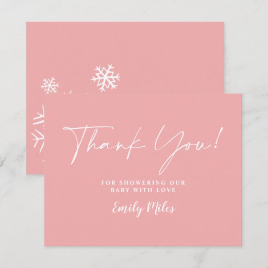 Winter Blush Pink Danke Karte (Vorne/Hinten)