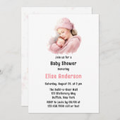 Winter Blush Pink Mother & Child Girl Babydusche Einladung (Vorne/Hinten)
