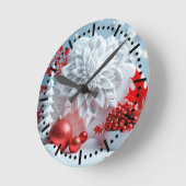 Winter-Blüten-Komposition Runde Wanduhr (Winkel)