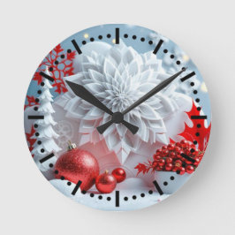 Winter-Blüten-Komposition Runde Wanduhr
