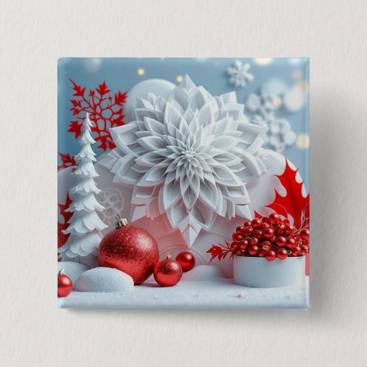 Winter-Blütenkomposition Button (Vorderseite)