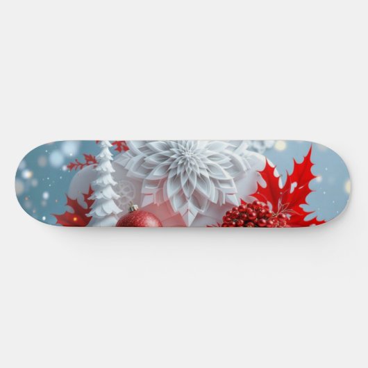 Winter-Blütenkomposition Skateboard (Horizontal)