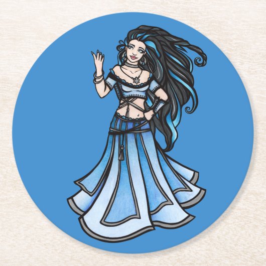 Winter Bly Dancer Goddess Runder Pappuntersetzer (Vorderseite)
