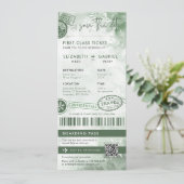 Winter Boarding Pass Hochzeit in Urlaubsort Einladung (Stehend Vorderseite)