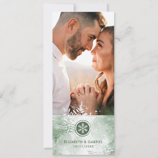 Winter Boarding Pass Hochzeit in Urlaubsort Einladung (Rückseite)