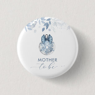 Winter-Bogen-Schneeflocke Mutter werdende Babypart Button
