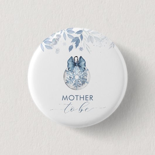 Winter-Bogen-Schneeflocke Mutter werdende Babypart Button (Vorderseite)