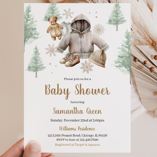 Winter Boho Baby Clothes Kinderdusche Einladung