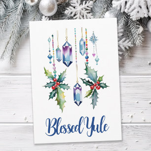 Winter Boho Blue Crystals & Holly Weihnachten Sols Karte