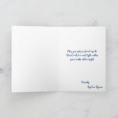 Winter Boho Blue Feathers & Holly Weihnachten Sols Karte (Innenseite)