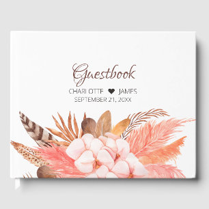 Winter Boho Blume Blätter Feather Wedding Gästebuch