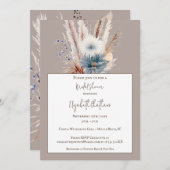 Winter Boho Floral Brautparty | Beige Einladung (Vorne/Hinten)