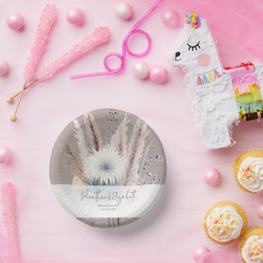 Winter Boho Floral Wedding | Beige Pappteller (Party)