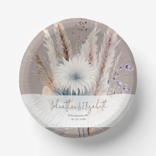 Winter Boho Floral Wedding | Beige Pappteller (Vorderseite)