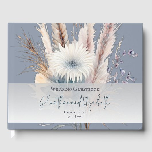 Winter Boho Floral Wedding | Blue Guest Book Gästebuch (Vorderseite)