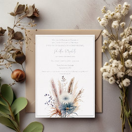 Winter Boho Floral Wedding | Weiß Folieneinladung