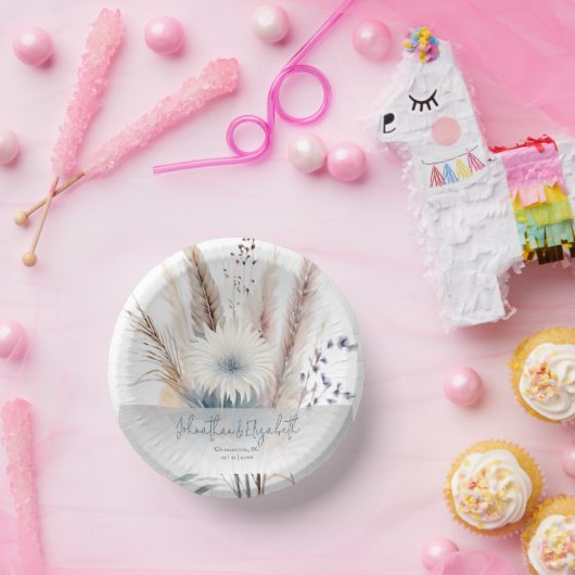 Winter Boho Floral Wedding | Weiß Pappteller (Party)