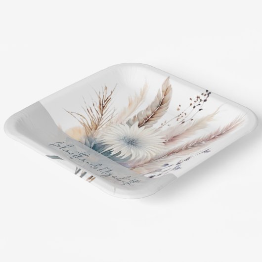 Winter Boho Floral Wedding | Weiß Pappteller (Gewinkelt)