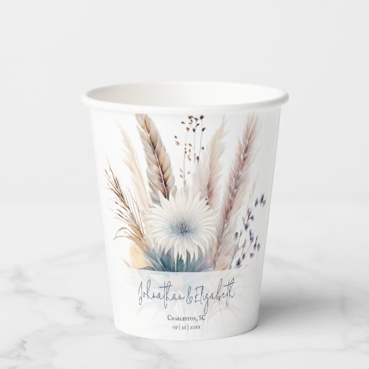 Winter Boho Floral Wedding | Whitepaper Pappbecher (Rückseite)