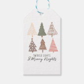Winter Boho Frohe Nächte Bäume Weihnachten Geschenkanhänger (Vorderseite)