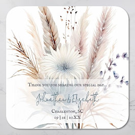 Winter Boho Gastgeschenk Hochzeit | Weiß Quadratischer Aufkleber