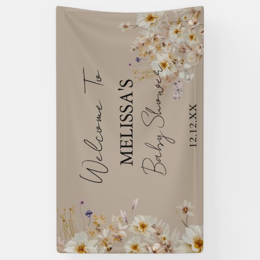 Winter Boho Rustikale Wildblumen Begrüßungsbanner Banner (Vertikal)