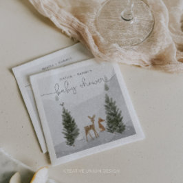 Winter Boho Woodland Baby Shower Cocktail Napkin Serviette