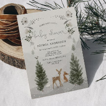 Winter Boho Woodland Baby Shower Einladungskarte