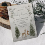 Winter Boho Woodland Baby Shower Invitation Card Einladung<br><div class="desc">This beautiful baby shower invitation is perfect for any mom-to-be! This design features a beautiful winter woodland scene that includes a baby deer, fox, rabbit and winter bird. Softly falling snow covers the pine trees and distant hills. Modern playful fonts complete this design. See the entire collection for more matching...</div>