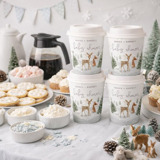 Winter Boho Woodland Baby Shower Pappbecher