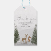 Winter Boho Woodland Baby Showmarke Geschenkanhänger (Vorderseite)