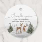 Winter Boho Woodland Baby Showmarke Geschenkanhänger (Vorderseite)